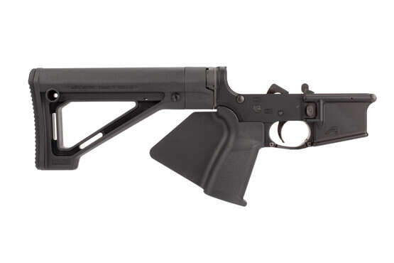 Aero Precision Featureless AR15 Complete Lower Receiver features a black anodized finish